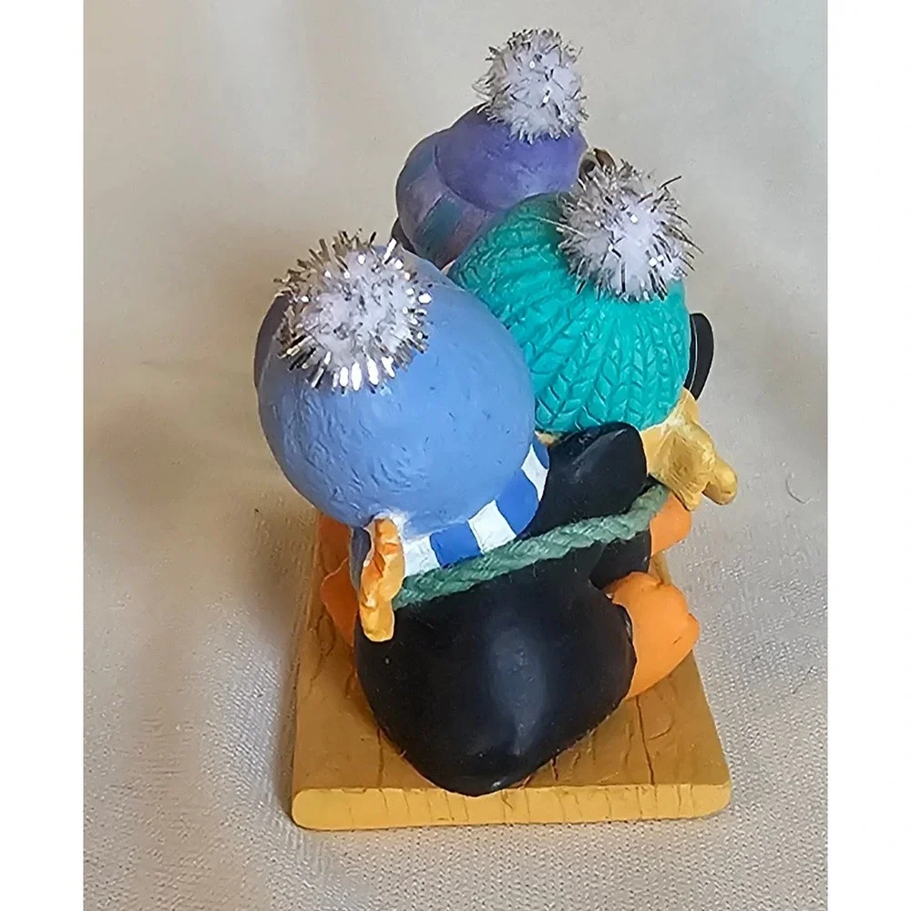 VTG Hallmark Penguin Sled Ornament OS Multi 2001 Winter Holiday Sledding Trio